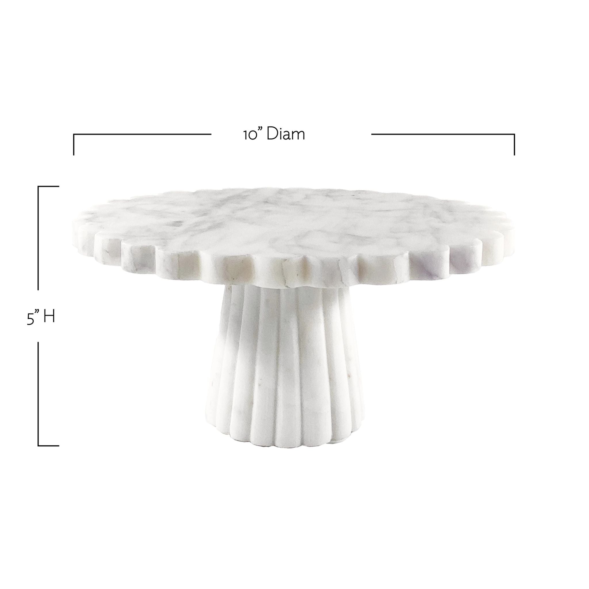 Verona Scalloped White Marble Cake Stand