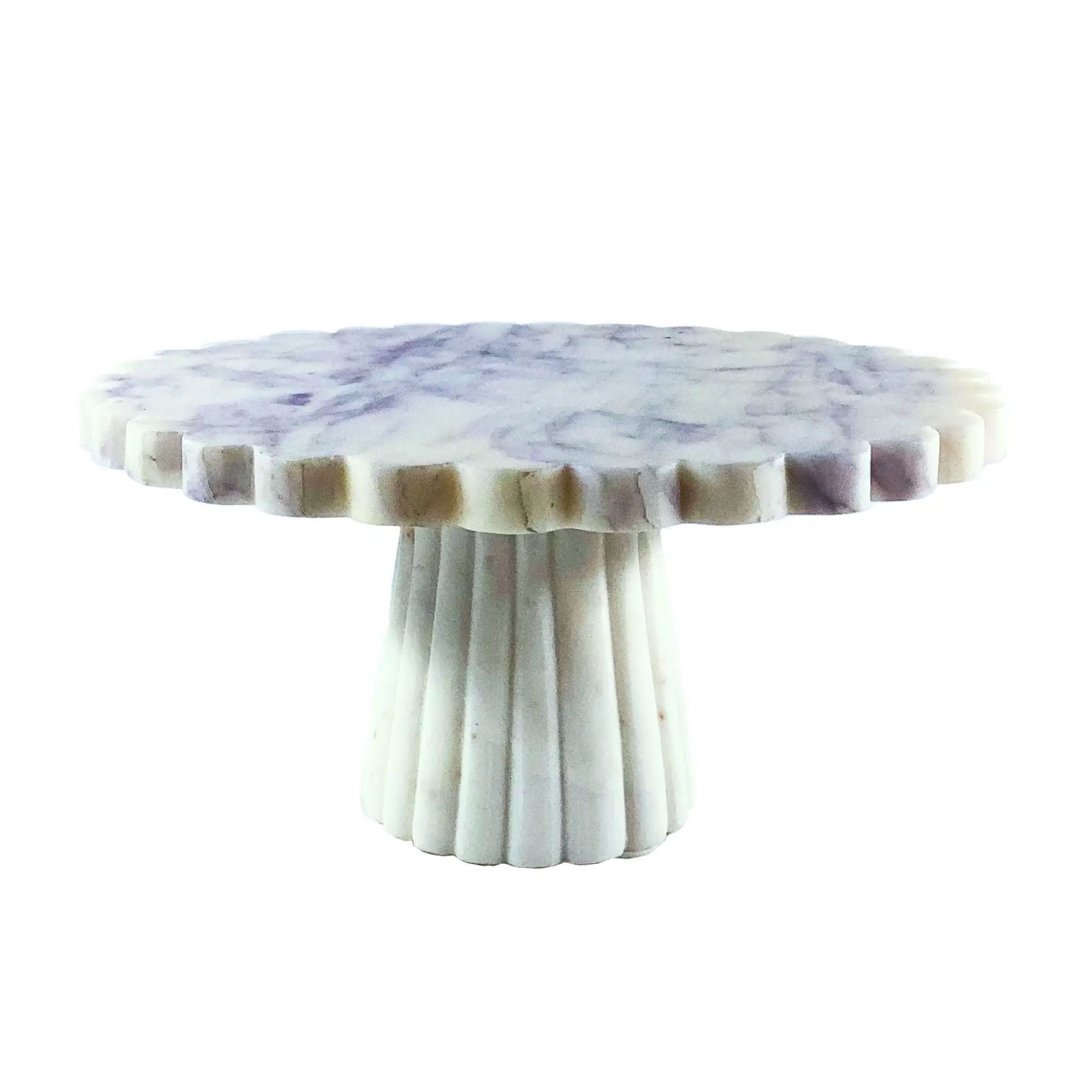 Verona Scalloped White Marble Cake Stand