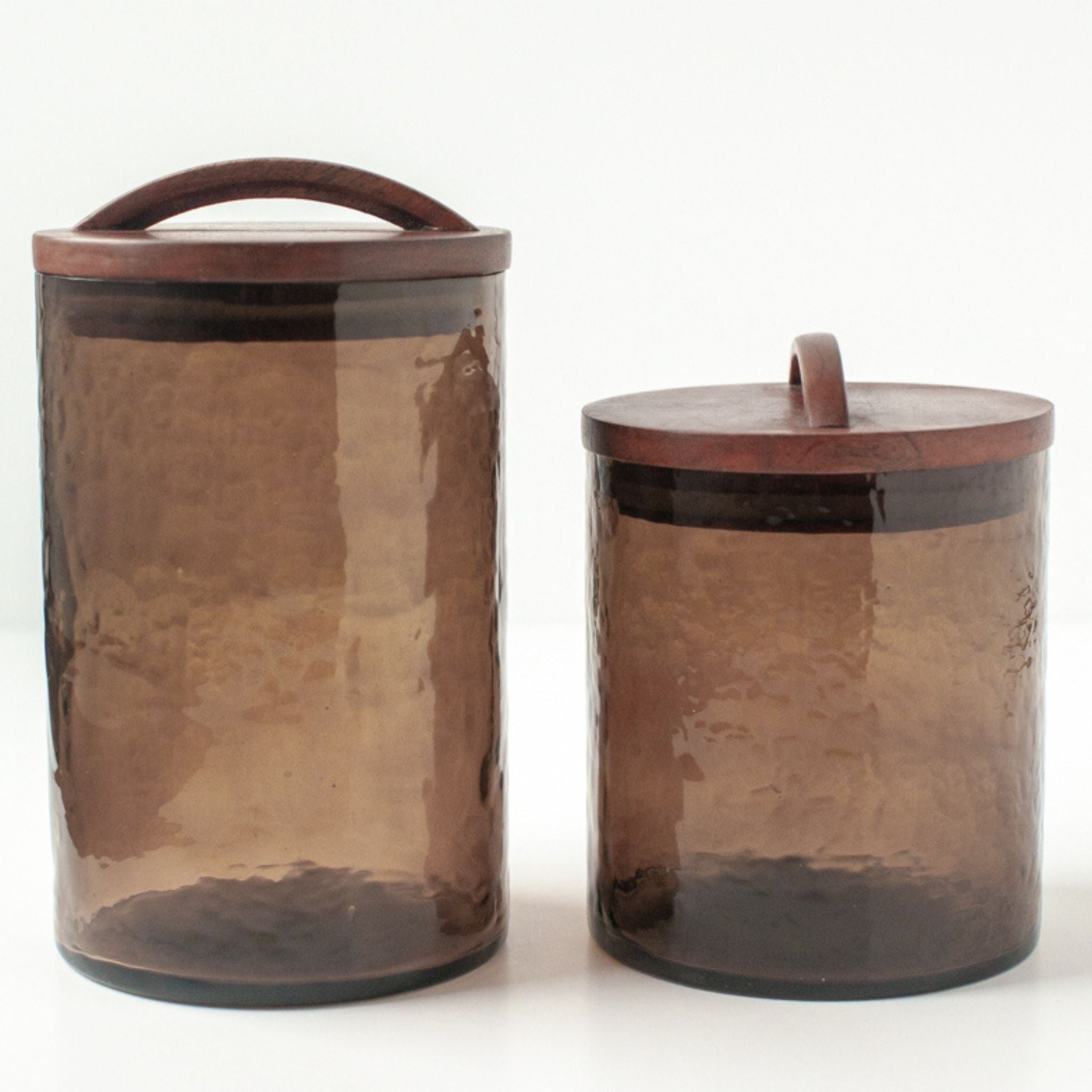 Handblown Hammered Glass Canisters
